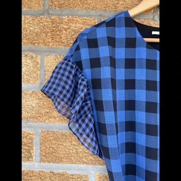 Tularosa Jenny Blue And Black Buffalo/gingham Plaid Wrap Mini Dress medium - Picture 6 of 15